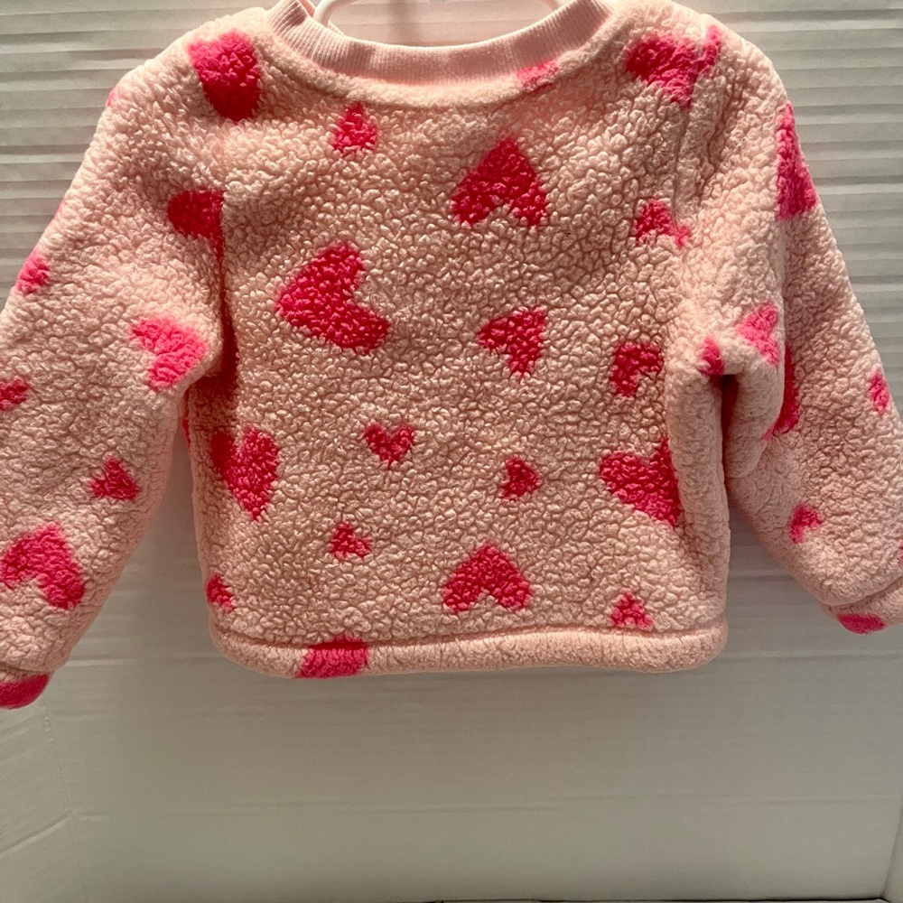 Cat & Jack Pink Heart Sherpa Top